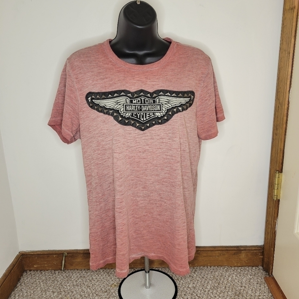 𝅺harley Davidson Women’s Short Sleeve Graphic T-Shirt Size (Large) - Like New